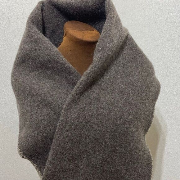 Lauren Ralph Lauren Lambswool Angora Scarf Muffler Brown Tan Reversible Italy - Picture 2 of 12